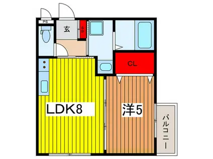 RISE IWATSUKI(1LDK/2階)の間取り写真