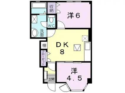 PRAIRIE・LIVE C(2DK/1階)の間取り写真