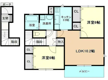 アルディシア(2LDK/2階)の間取り写真