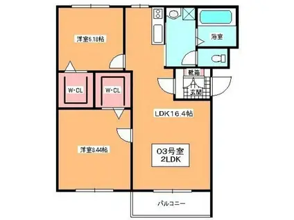 グランメールIV(2LDK/4階)の間取り写真