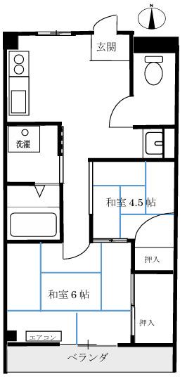 三功マンション(2K/4階)の間取り写真