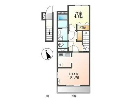 G-クレフ(1LDK/2階)の間取り写真