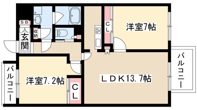 覚王山グラシオン(2LDK/3階)の間取り写真