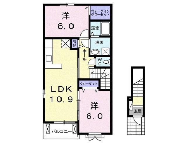 カルムメゾン(2LDK/2階)の間取り写真