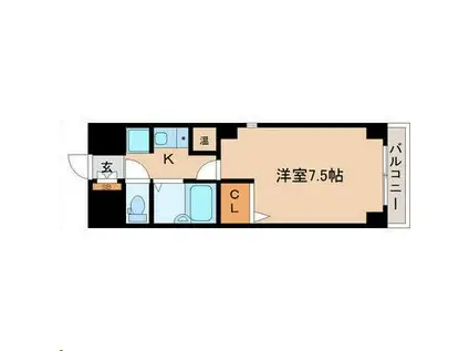 リエス若林(1K/3階)の間取り写真