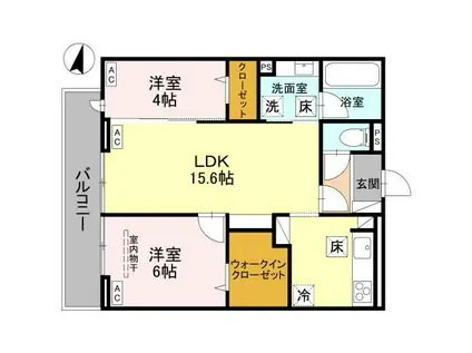 NOBLE PALACE戸塚東 B(2LDK/1階)の間取り写真