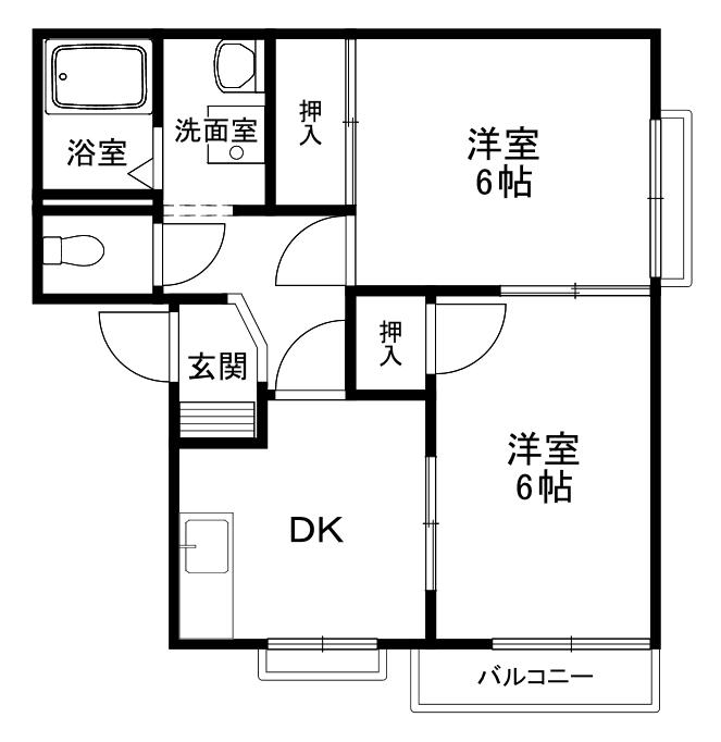 フレグランスヤスA(2DK/2階)の間取り写真