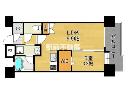 アクタス福岡県庁前グランネクスト(1LDK/7階)の間取り写真