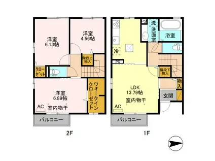 フォンテーヌB(3LDK/1階)の間取り写真