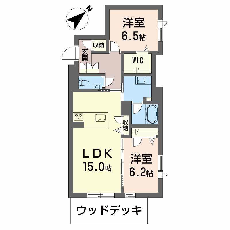 アンビエラ八事(2LDK/1階)の間取り写真