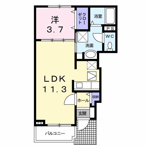 パピヨン(1LDK/1階)の間取り写真