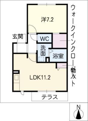 MEBIUS(1LDK/1階)の間取り写真