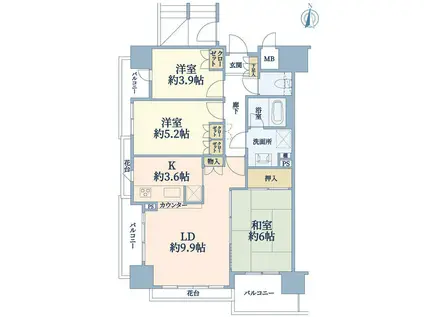 三鷹ガーデンハウス(3LDK/12階)の間取り写真