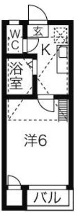 リバティー川名(1K/2階)の間取り写真