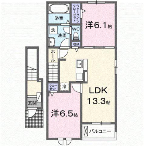 ロードクロジット(2LDK/2階)の間取り写真