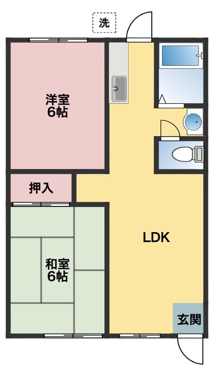 ドミール八幡(2LDK/1階)の間取り写真