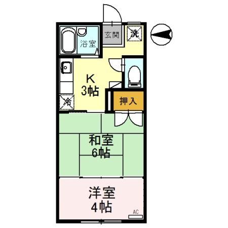 リバーサイドKM(2K/1階)の間取り写真