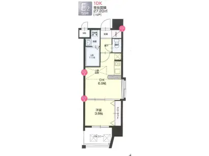 NO66 ギャランティー21博多(1K/2階)の間取り写真