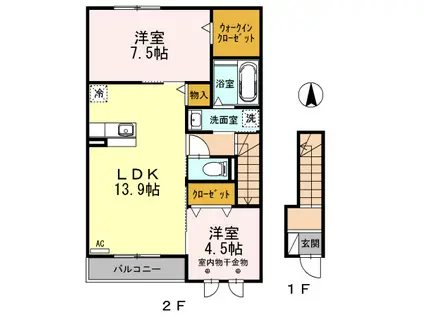 グリーンハイツ和泉II(2LDK/2階)の間取り写真