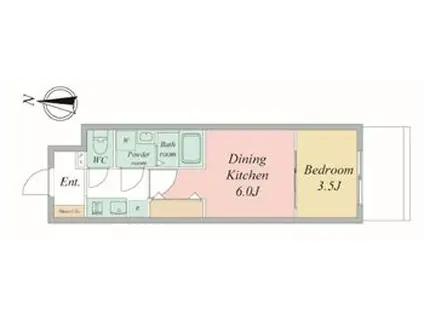 エスリードレジデンス大阪谷町ザ・マークス(2K/6階)の間取り写真