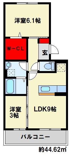 ボヌールチヒロ(2LDK/1階)の間取り写真