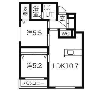 AZURE COURT S8(2LDK/4階)の間取り写真