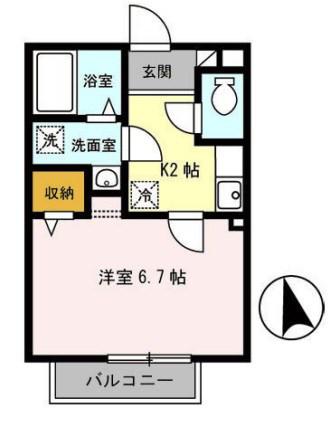 セルベイユIII(1K/2階)の間取り写真
