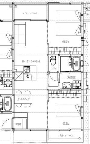 Y.K FLAT(2LDK/1階)の間取り写真