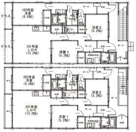 タケハイツ久宝寺(2LDK/2階)の間取り写真