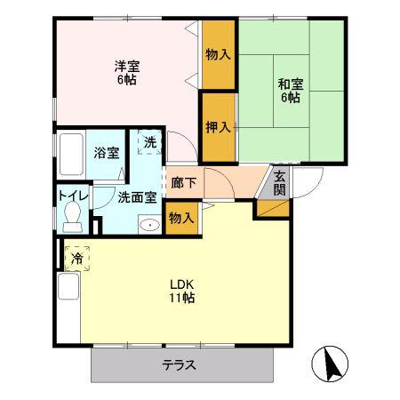 ネオ・アヴァンセ五代五番館(2LDK/1階)の間取り写真