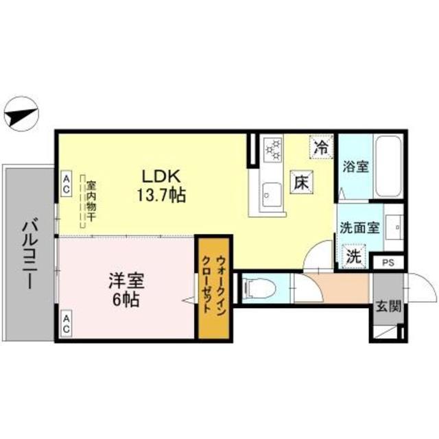GRAMM下津林ウエスト(1LDK/3階)の間取り写真
