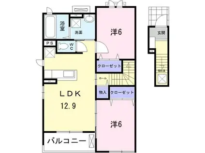 ベル ポストB(2LDK/2階)の間取り写真
