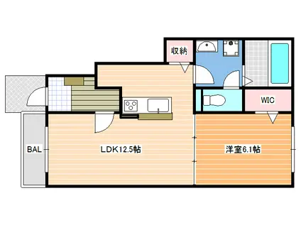 カルム メゾン(1LDK/1階)の間取り写真