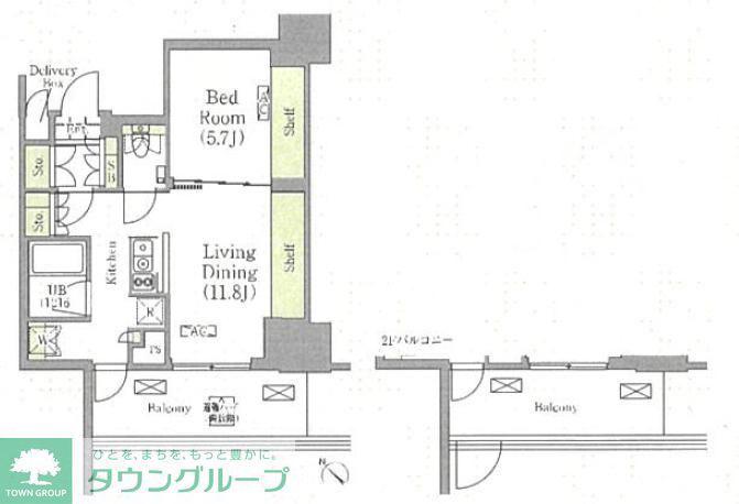 メゾンカルム日本橋馬喰町(1LDK/14階)の間取り写真