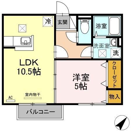 プライムプレサージ(1LDK/1階)の間取り写真