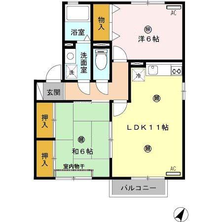 OCEAN COURT 1(2LDK/2階)の間取り写真