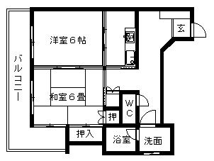 長町南たちばなビル(2K/5階)の間取り写真