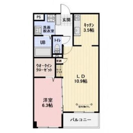 サン・フローラ南俣(1LDK/1階)の間取り写真