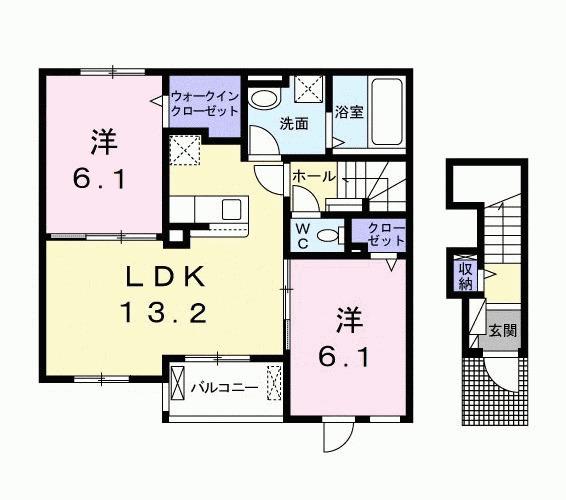 サンフラワー杭瀬(2LDK/2階)の間取り写真