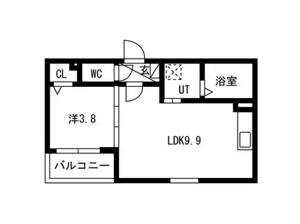 TORRIE友井(1LDK/3階)の間取り写真
