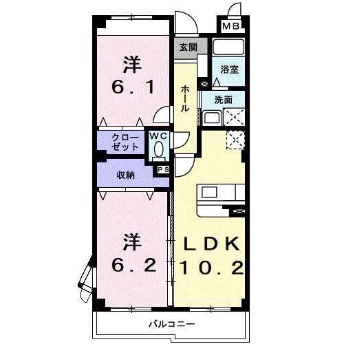 イーメゾンズ豊倉(2LDK/2階)の間取り写真
