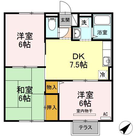 ラプランタン(3DK/1階)の間取り写真