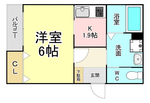 ELLINA貴船I(1K/1階)の間取り写真