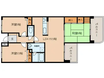 サントゥール八木(3LDK/8階)の間取り写真
