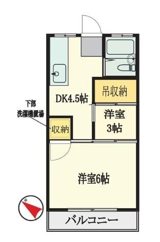 タマイハウス2(1K/2階)の間取り写真