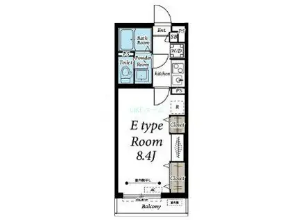 ヴィラ船橋II(1K/3階)の間取り写真