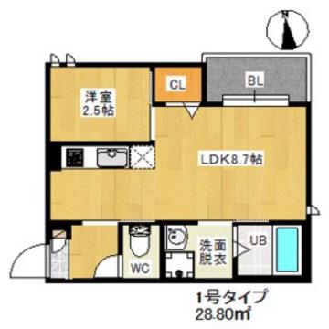 アールスマート井尻駅前(1LDK/2階)の間取り写真