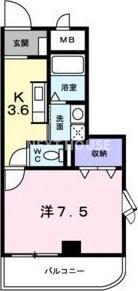 サンパティーク(1K/3階)の間取り写真