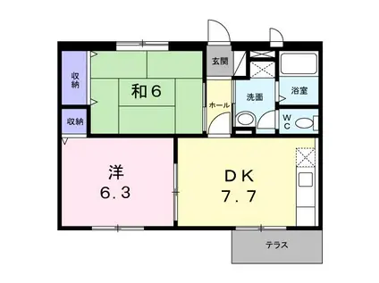 メゾンシャルマン(2DK/1階)の間取り写真