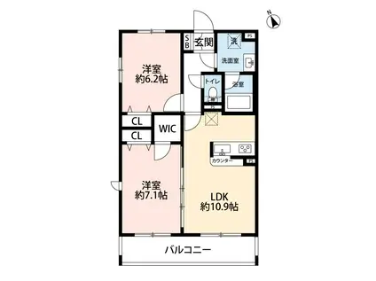 シジエムエスポワール(2LDK/3階)の間取り写真